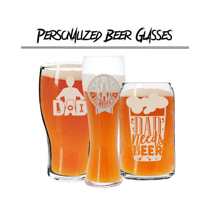 Personalized Beer Glass | Personalize Pilsner Glass |Personalized Pint Glass | Personalized Can shape Beer Glass | Personalized Father's Day