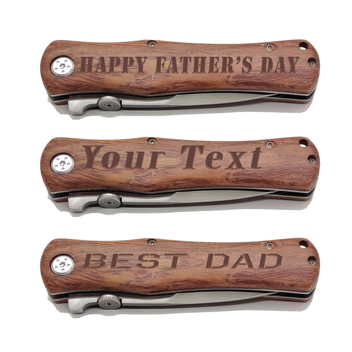 Personalized 4.5" Wood Handle Pocket Knife – The Ultimate Gift for Men