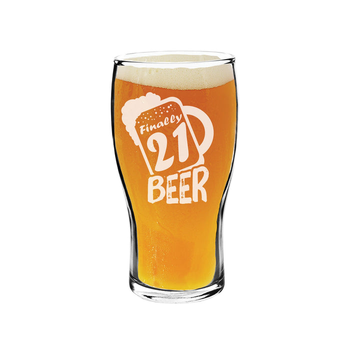 Personalized 21st Birthday Tulip Pint Beer Glass – Custom 20oz Beer Glass for 21st Birthday Gifts