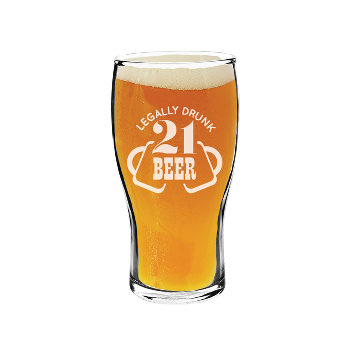 Personalized 21st Birthday Tulip Pint Beer Glass – Custom 20oz Beer Glass for 21st Birthday Gifts