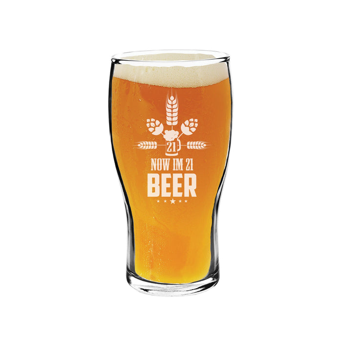 Personalized 21st Birthday Tulip Pint Beer Glass – Custom 20oz Beer Glass for 21st Birthday Gifts