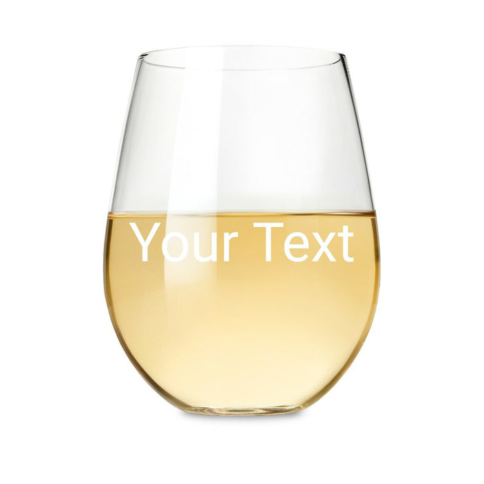Personalized Stemless Wine Glass – Custom Laser Etched Glass with Logo or Text | 15 oz Wedding Wine Glass Gift