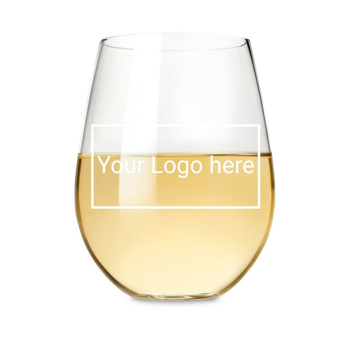 Personalized Stemless Wine Glass – Custom Laser Etched Glass with Logo or Text | 15 oz Wedding Wine Glass Gift