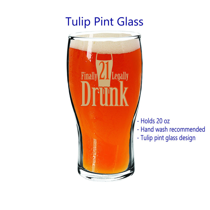 Personalized Can Shape, Tulip Pint or Pilsner Glass – Custom Glassware for 21st Birthday, Wedding Favors, and Mancave Décor