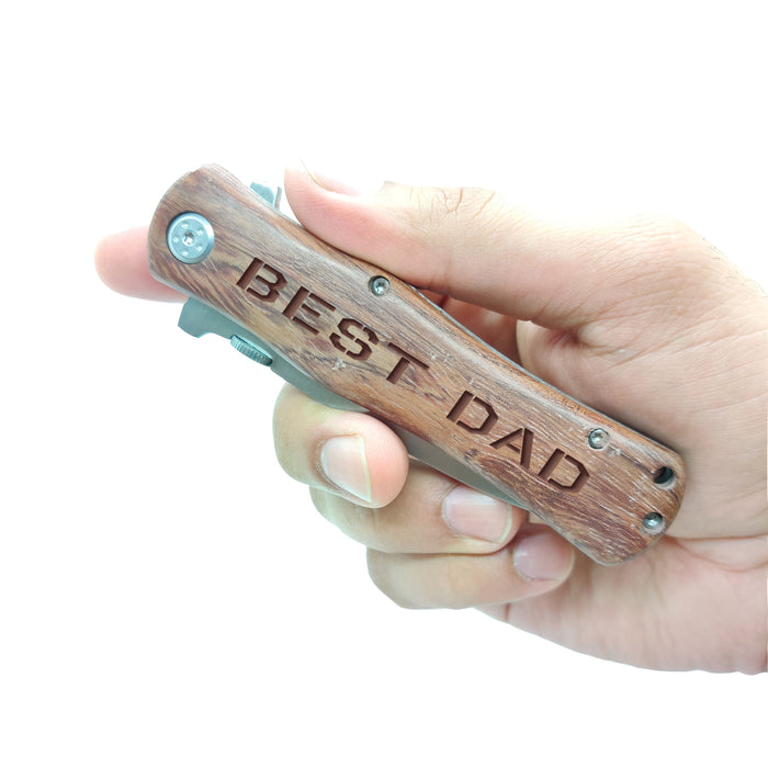 Personalized 4.5" Wood Handle Pocket Knife – The Ultimate Gift for Men