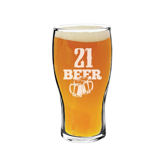 Personalized 21st Birthday Tulip Pint Beer Glass – Custom 20oz Beer Glass for 21st Birthday Gifts