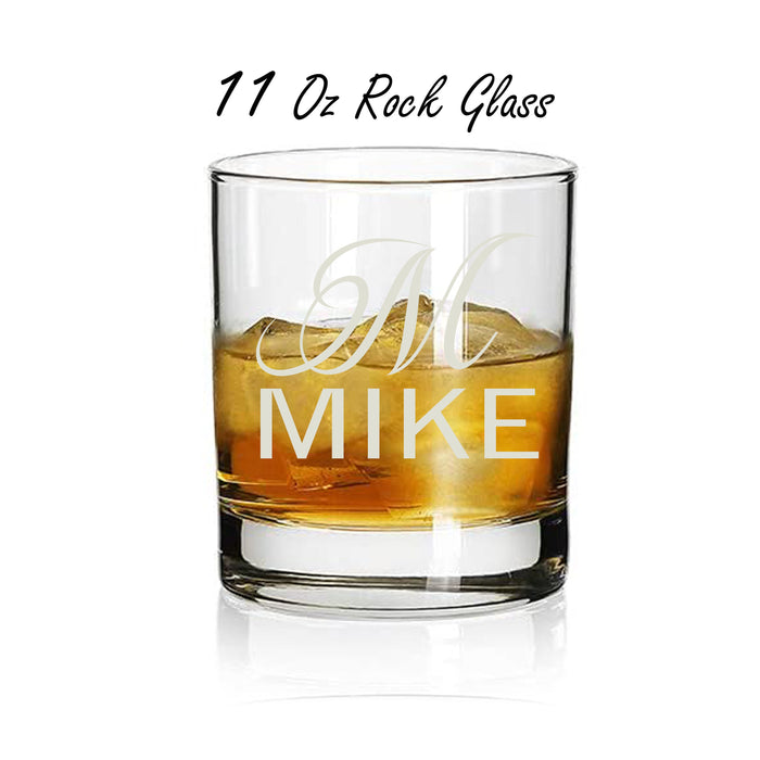 Personalized Whiskey Rock Glass – Custom Laser Engraved Old Fashioned Glass for Whiskey Lovers