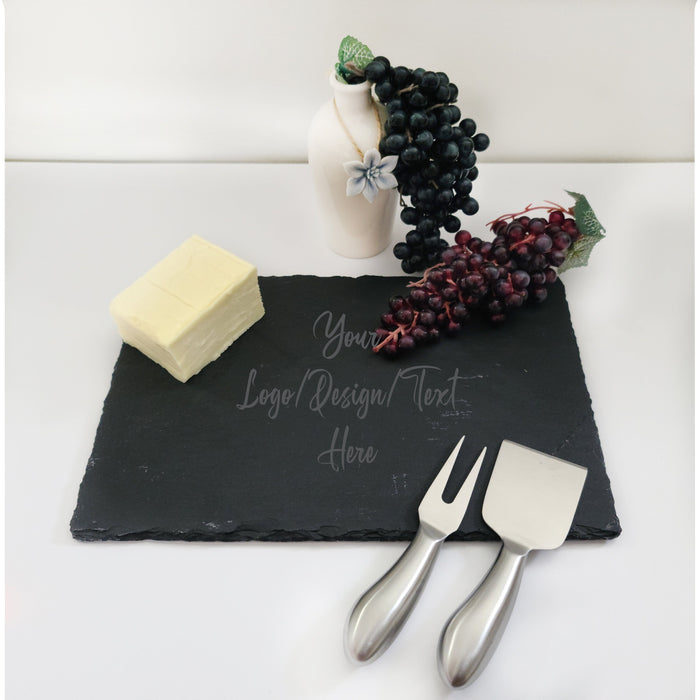 Personalized Cheese Serving Slate Board – Custom Laser Etched Slate Cheese Plate with Natural Edges