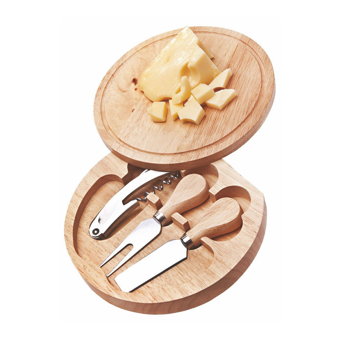 Personalized Round Wine & Cheese Tool Set with Serving Top – Custom Engraved Cheese Board for Weddings, Housewarming, Mother’s Day & Home Entertaining