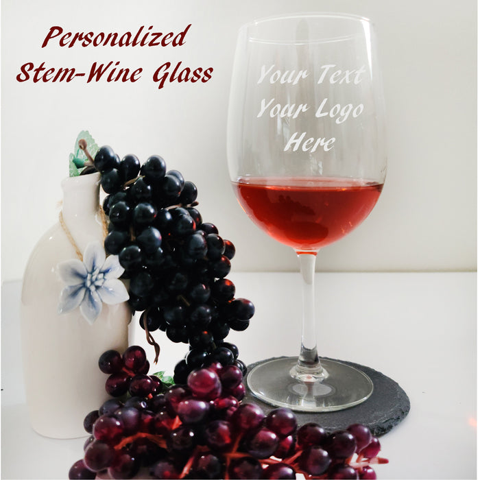 Custom Laser-Etched Stemmed Wine Glass | Personalized Wine Lover Glass | Gift for Wine Enthusiasts & Corporate Gifts