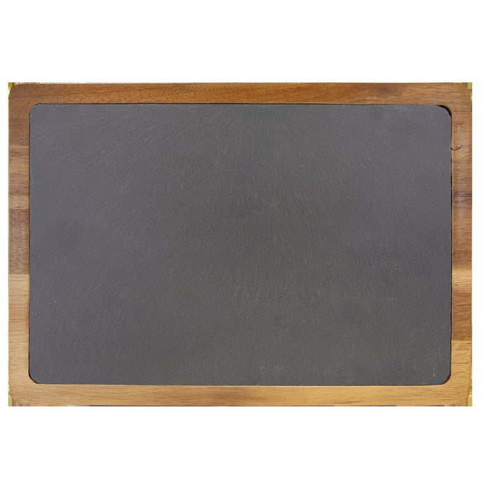 Personalized Slate and Acacia Wood Cutting Board – Custom Engraved Cheese & Serving Board, 13x9 Inches