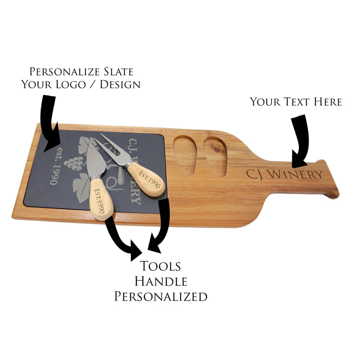 Personalized Cheese Cutting Board with Cheese Knives – Custom Charcuterie Board & Serving Tray | Perfect Housewarming and Gift for Entertainers
