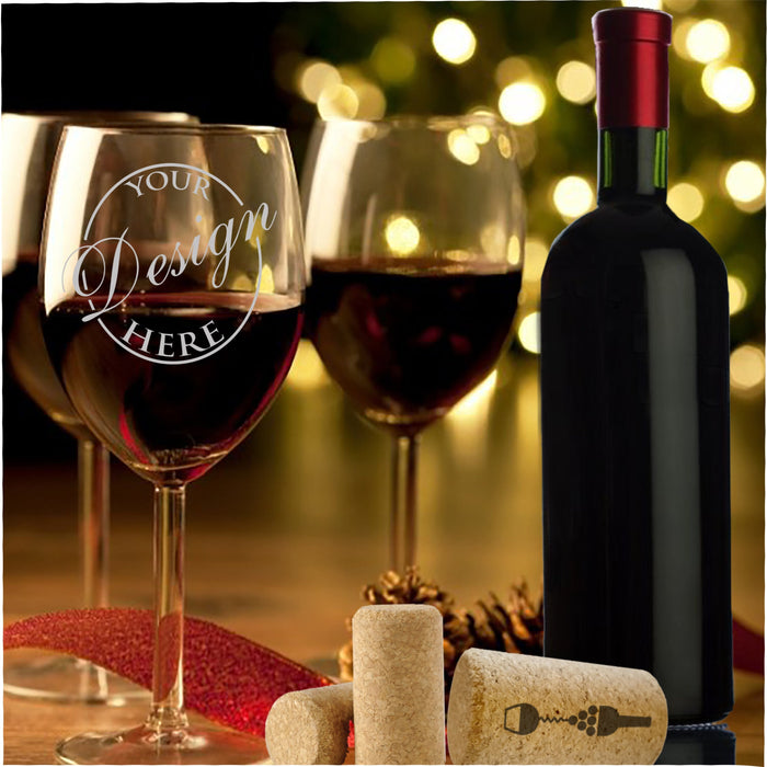 Custom Laser-Etched Stemmed Wine Glass | Personalized Wine Lover Glass | Gift for Wine Enthusiasts & Corporate Gifts