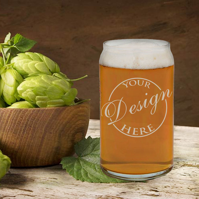 Custom Laser-Etched Can-Shaped Glass | 16 oz Personalized Drink Glass for Gifts & Events | Unique Glassware for Beer, Milkshakes & More