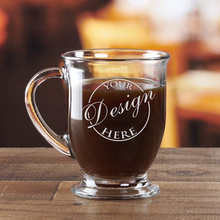 Custom 16 oz. Clear Café Mug | Laser Engraved Glass Coffee Mug