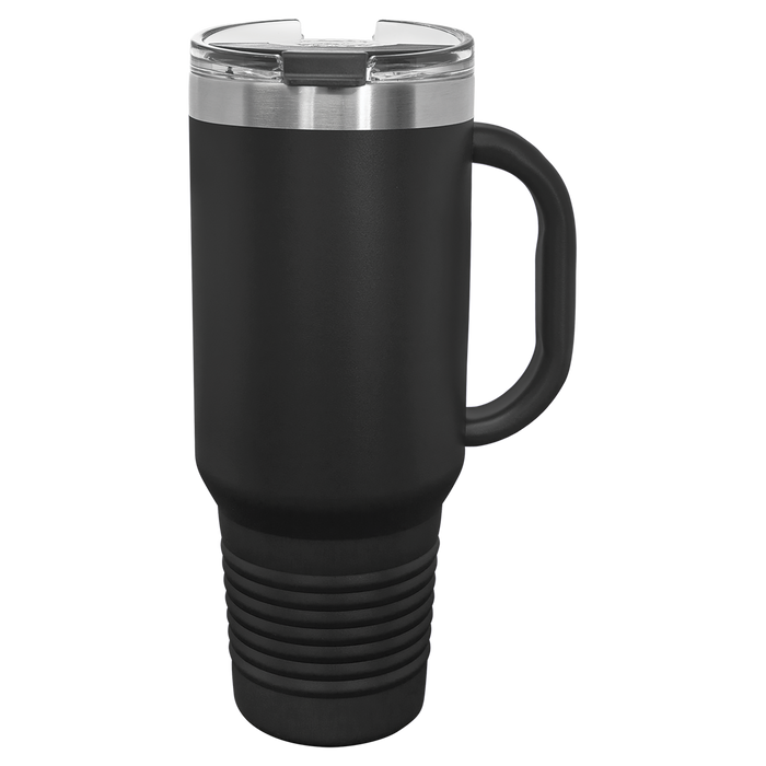 40 oz. Personalized Stainless Steel Travel Mug with Handle & Straw