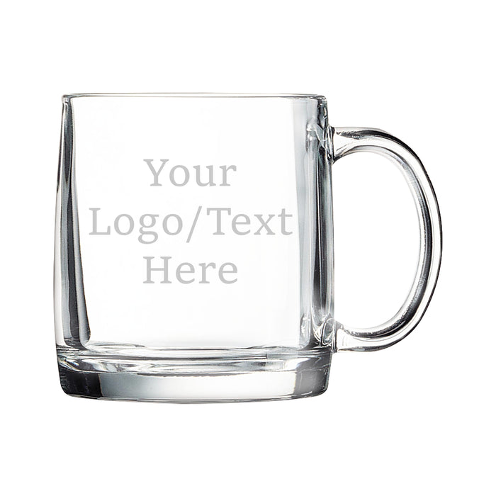 Custom Clear Glass Coffee Mug with Handle – Personalized 12 1/4 oz. Mug for Logos & Special Occasions