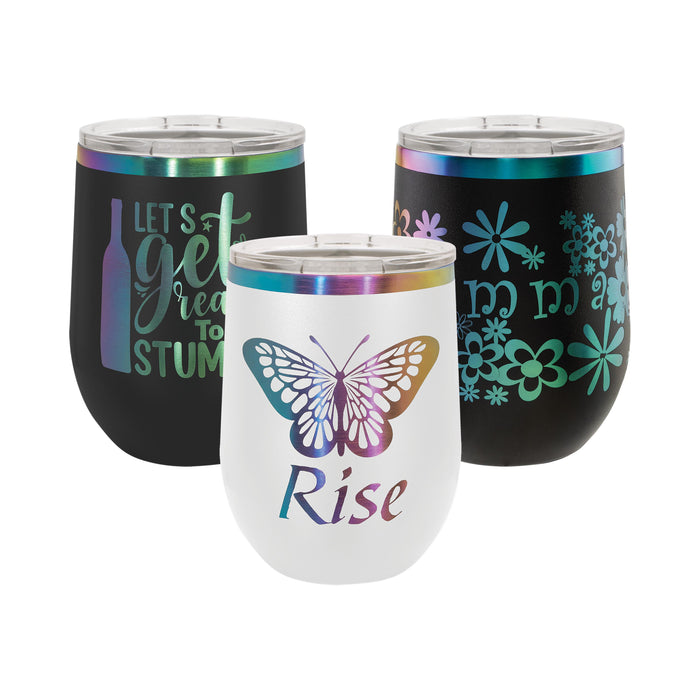 12 oz. Personalized Prism Stainless Steel Stemless Wine Glass | Wine Tumbler