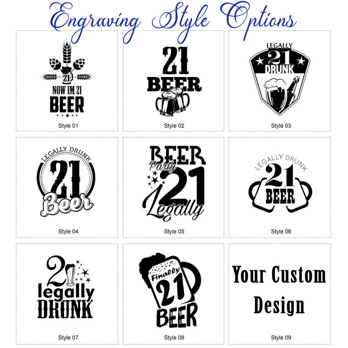 Personalized 21st Birthday Tulip Pint Beer Glass | Personalized Glassware | Gifts for 21st Birthday | Legal to drink |20 Oz Beer Pint glass