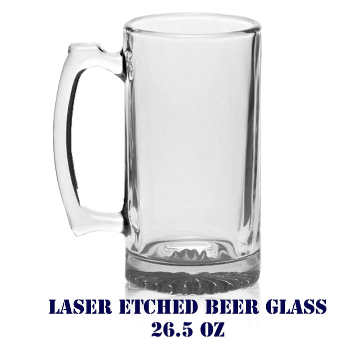 Personalized Beer Mug, Jumbo Beer Mug 26.5Oz, Laser etched beer mugs, Laser engraved Beer Mug, Custom Beer mugs with handle, Sports Beer Mug