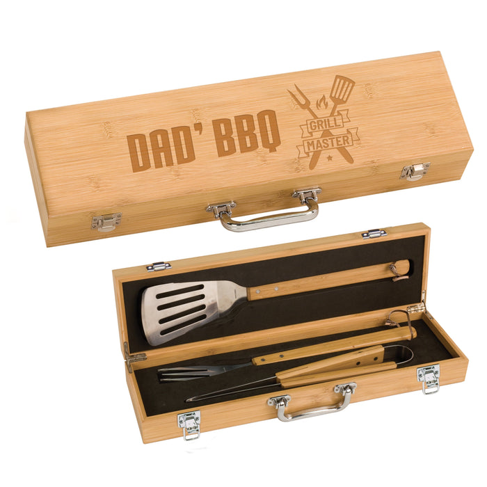 Custom Bamboo Wood BBQ Utensils Set| Monogrammed BBQ Set | Personalized BBQ Set |Grilling Gift |Father's day Gift |Barbeque Set Grill master