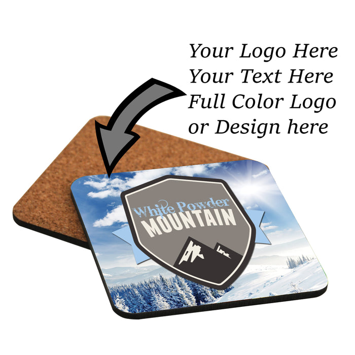 Customizable Unique Personalized Hardboard Coasters | Custom Hardboard Square Coaster | Full Color Sublimation Square Coaster with Cork Back